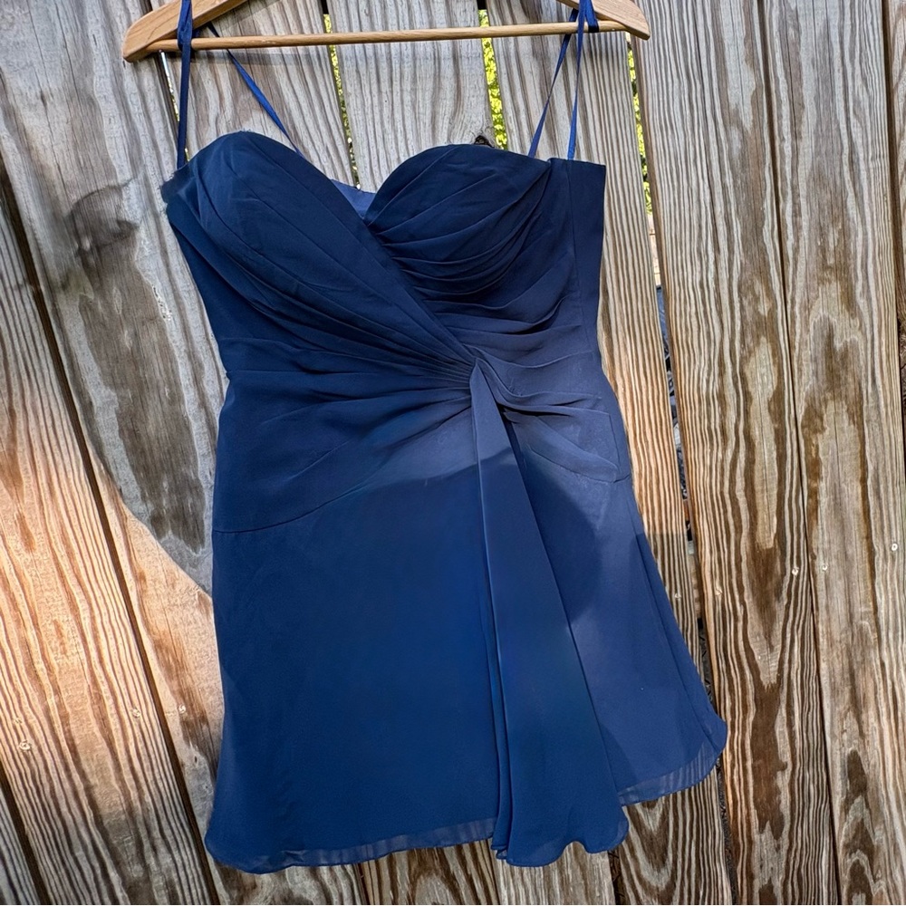 Faviana Strapless Formal Cocktail Dress Navy Blue